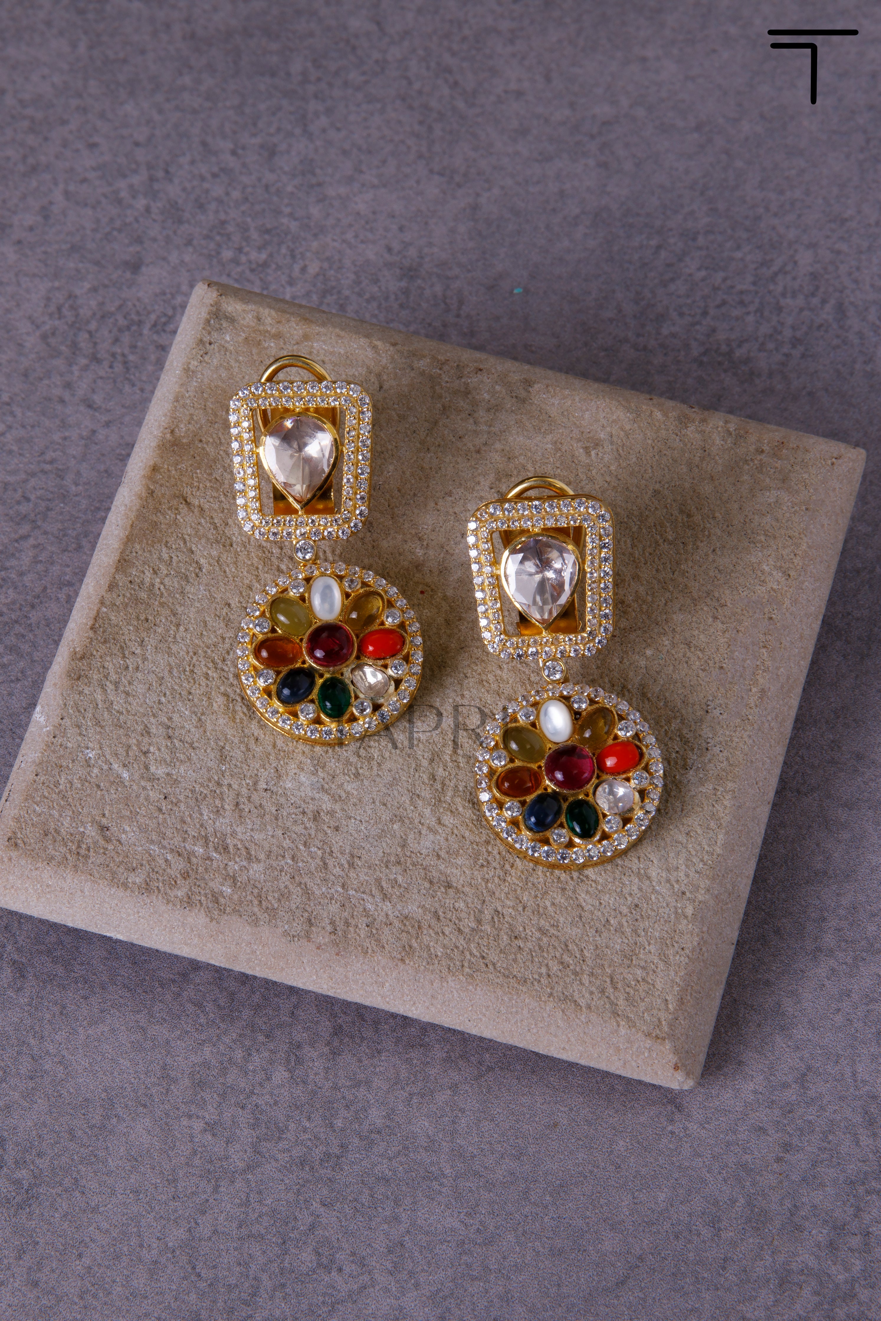 aksha-navratna-moissanite-polki-earringsAksha Navratna Moissanite Polki EarringsTapri IndiaMOISSANITE POLKI, EARRINGS, EARRINGS MOISSANITE POLKI