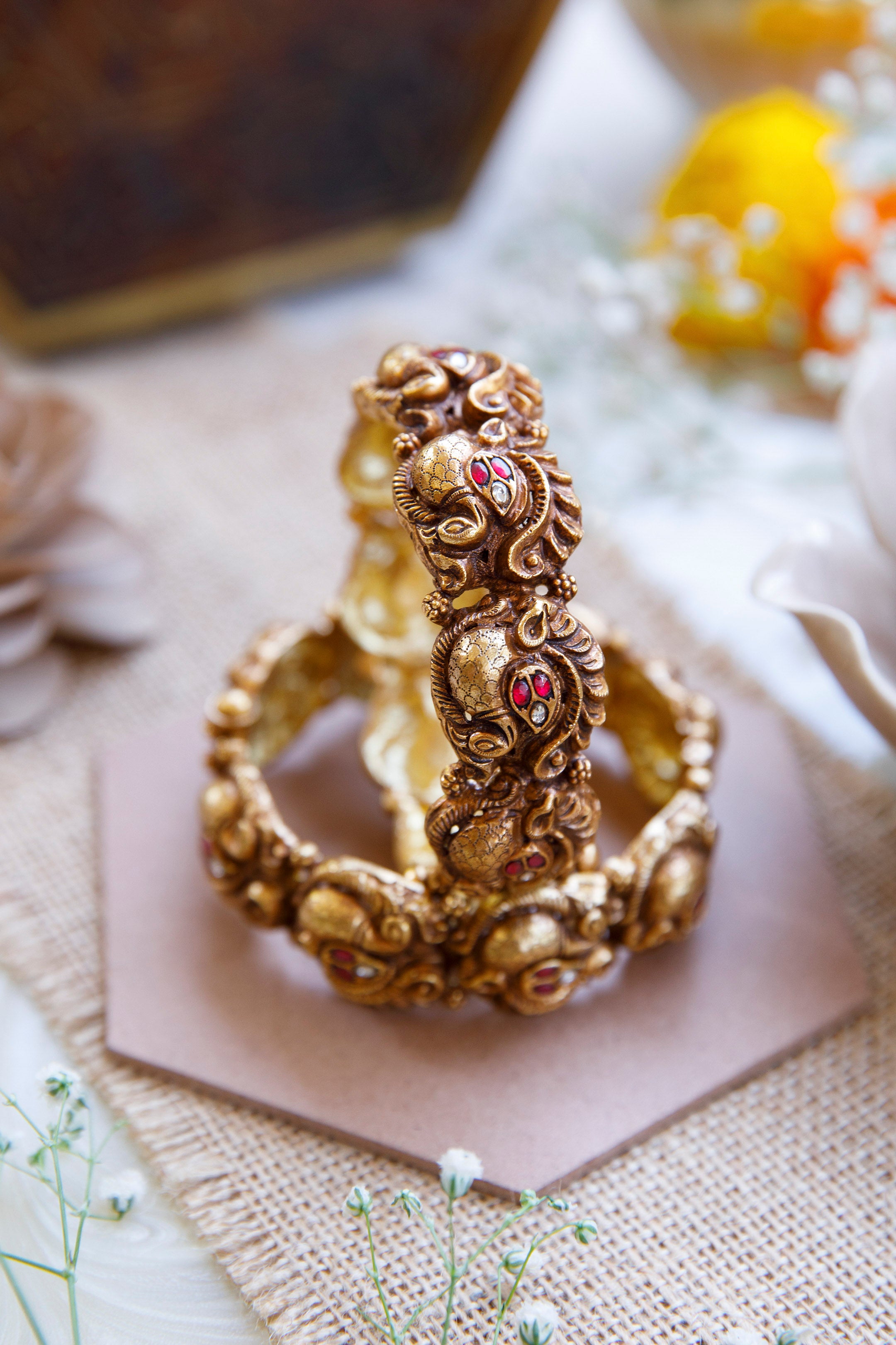 Subika Deep Nagas Kundan Bangles – Tapri India - Main Image